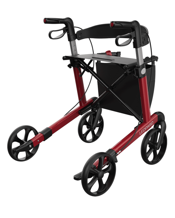 Leopard rollator lav rød