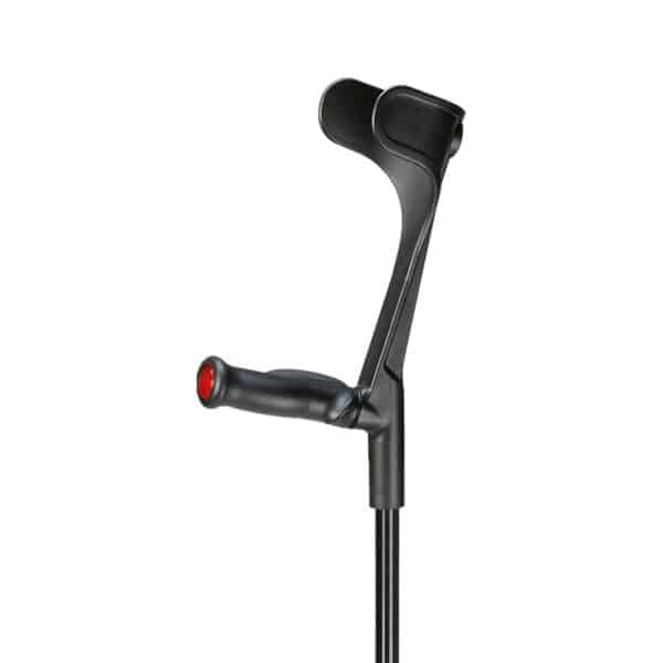 Krykke med ergonomisk blødt greb - Justerbar - Sort